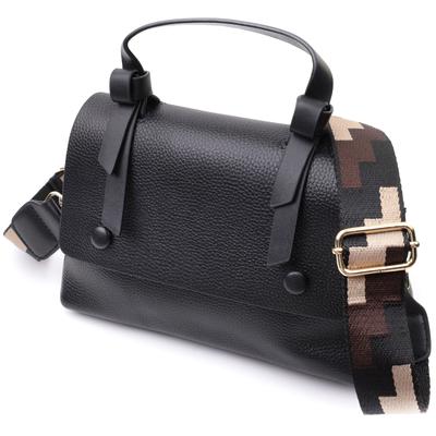 Luxury Bag for Women with a Short Handle Made of Genuine Leather Vintage 22670 Black