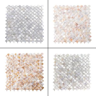 1pc Fish Scale Fan-Shaped Shell Mosaic Wall Sticker Kitchen Bathroom Living Room Porch TV Background Wall Tile Self-Adhesive
