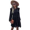 Temperament and Elegance Outer Wear Fashion Women's Long Sleeve Black Loose Dresses