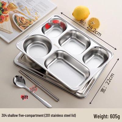 Divided 304 Stainless Steel Lunch Tray