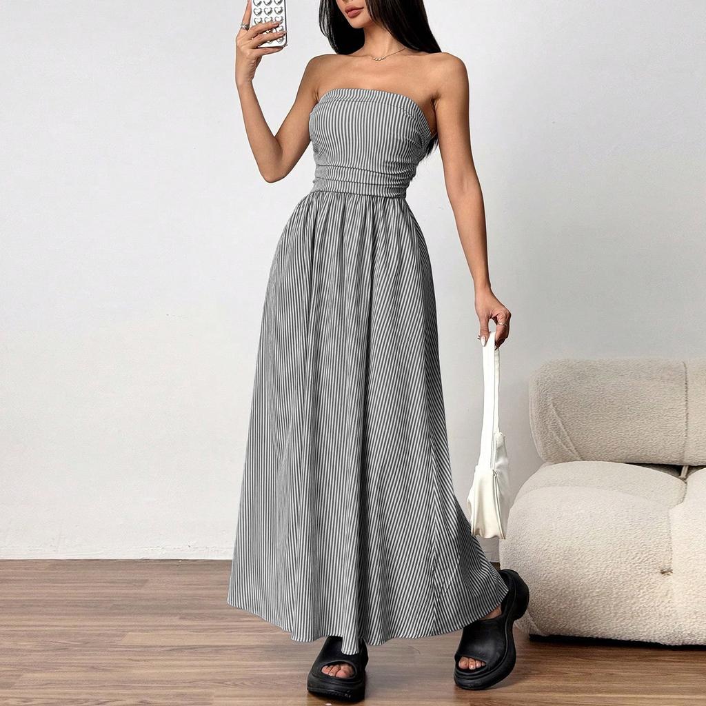 Strapless Maxi Dress with Pockets for Women Casual Sundresses for Women Vacation Outfits for Women Spring Dresses for Women