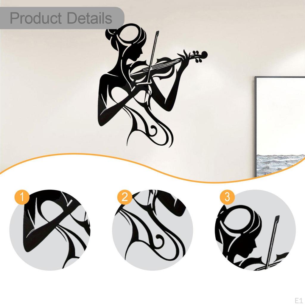 Violinist Female Silhouette Art Wall Hanging Handcrafted Decorative Elegant 10.2x11.8inch Sturdy for