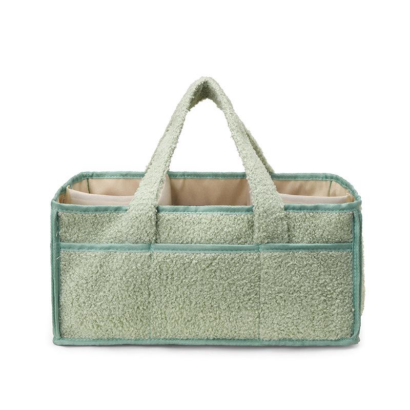 

1pc Plush Hand-held Mommy Bag Large-capacity Mother and Baby Bag Diaper Storage Bag Baby Bottle Bag Daily Carrying Polyester 40x27x19cm зелений