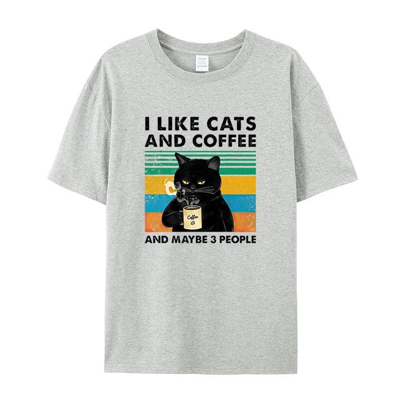 Fun Cat Printed Men's T-Shirt Summer Vintage Kawaii Men's and Women's Surfing Beach T-Shirt Unisex Breathable Casual Top