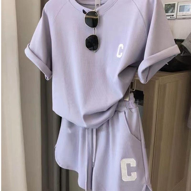 Women's Summer Casual Sports Two-Piece Set: Stylish Short Sleeve Top and Shorts