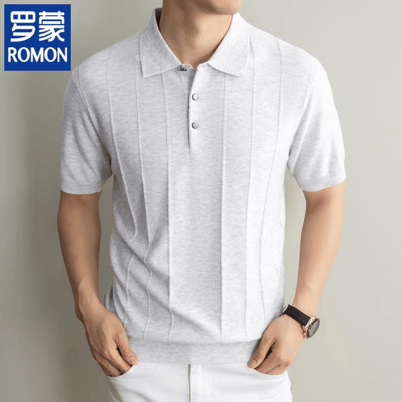 ROMON Men s Summer Textured Knit Polo Shirt XL