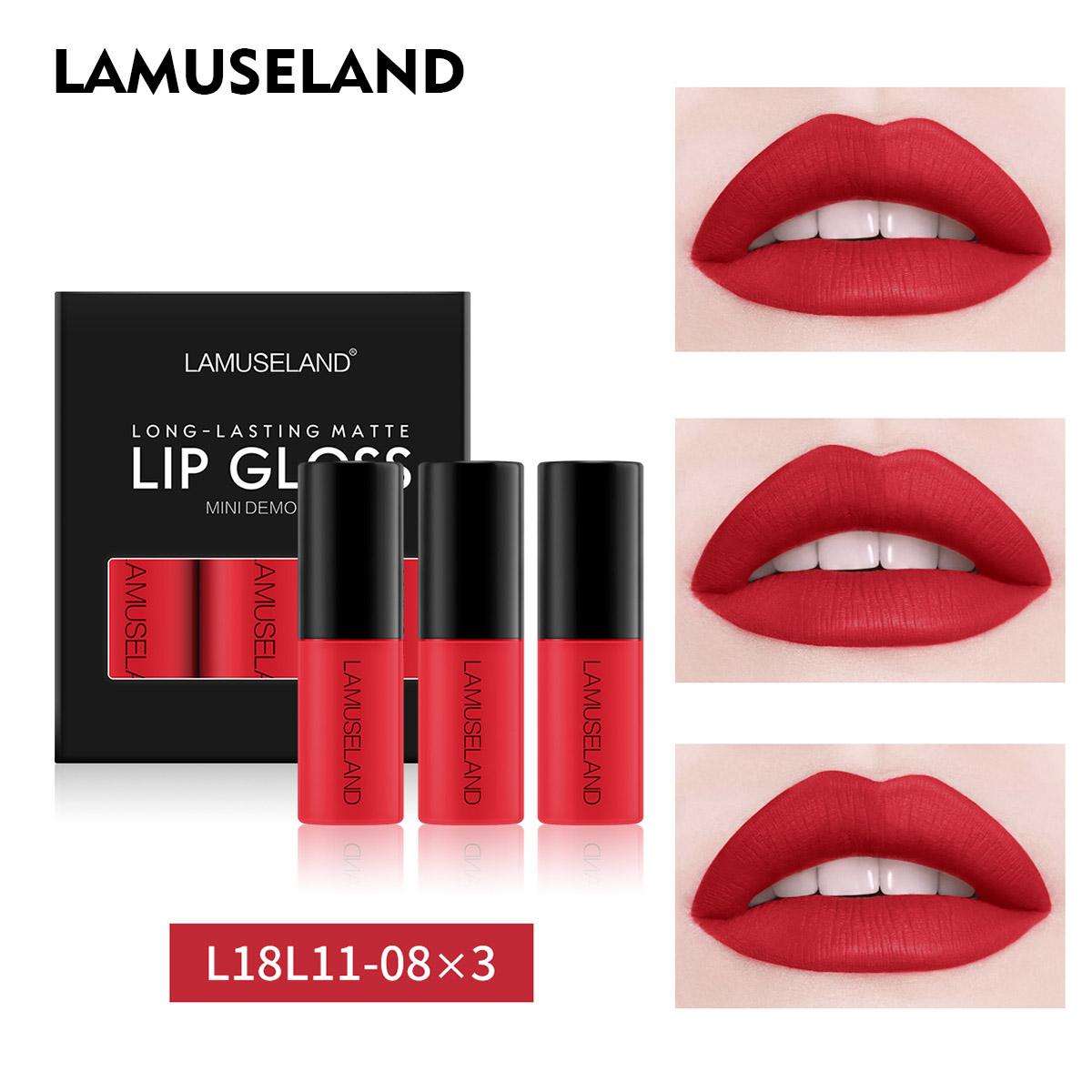 

LAMUSELAND 3 шт./компл. милая мини-водостойкая долговечная жидкая помада матовый блеск для губ 3,5 г x 3