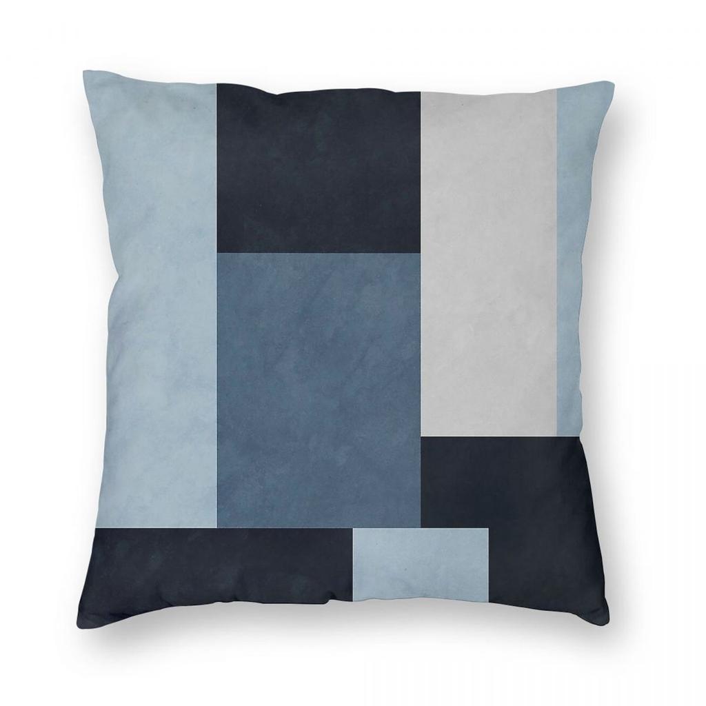 Modern Elegant Blue Square Pillowcase Polyester Linen Velvet Pattern Zip Decorative Car Cushion Cover