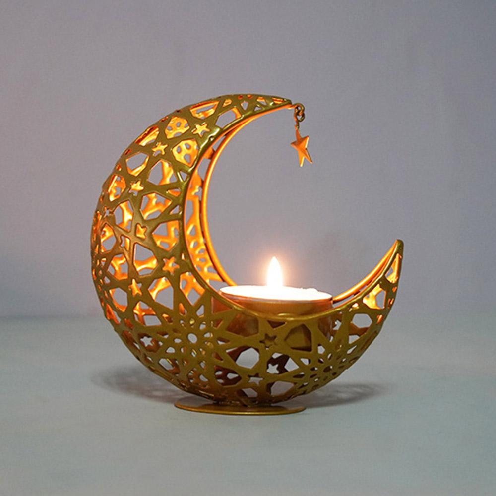 Moon Shape Candle Holder Iron Art Hollow Aromatherapy Furnace Decorative Home Craft Candlestick