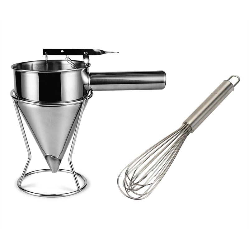 1 Воронка для выпечки из нержавеющей стали, дозатор теста для блинов + Фиксированная подставка со сборником теста