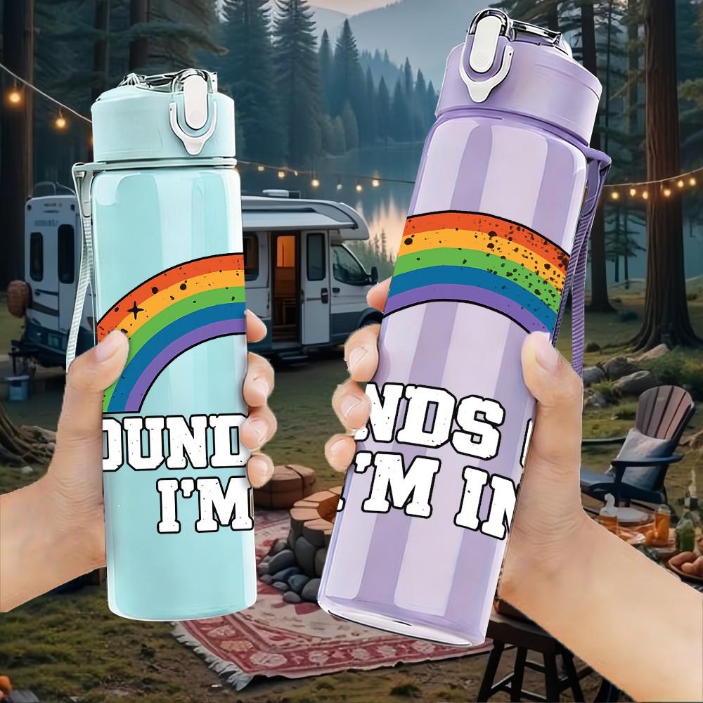 1PC Sounds Gay I'm In Letter Print 750ml Color Plastic Sports Water Bottle Leakproof Flip Straw Lid Suitable for Sports Office Home Use