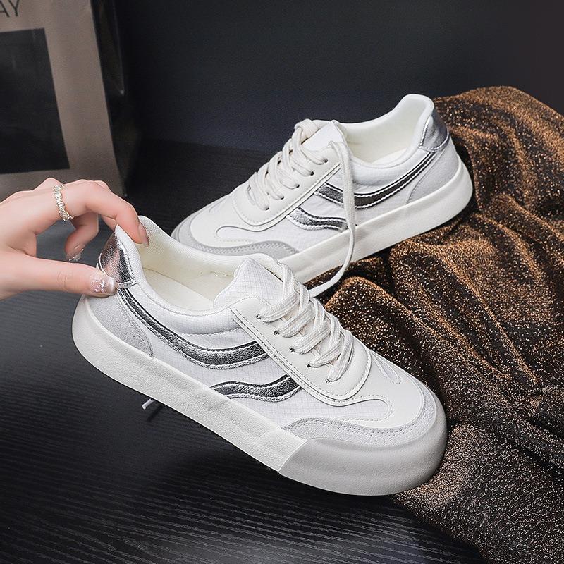 6 platform shoes women's versatile spring new niche casual student round head white shoes