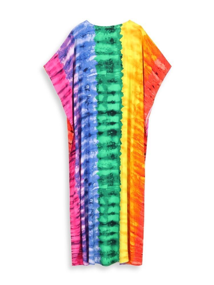 Bohemian Long Dress Women Robe Colorful Classy Lounge Wear House Dress Beach Wrap Outfit Relaxed Fresh Q1546