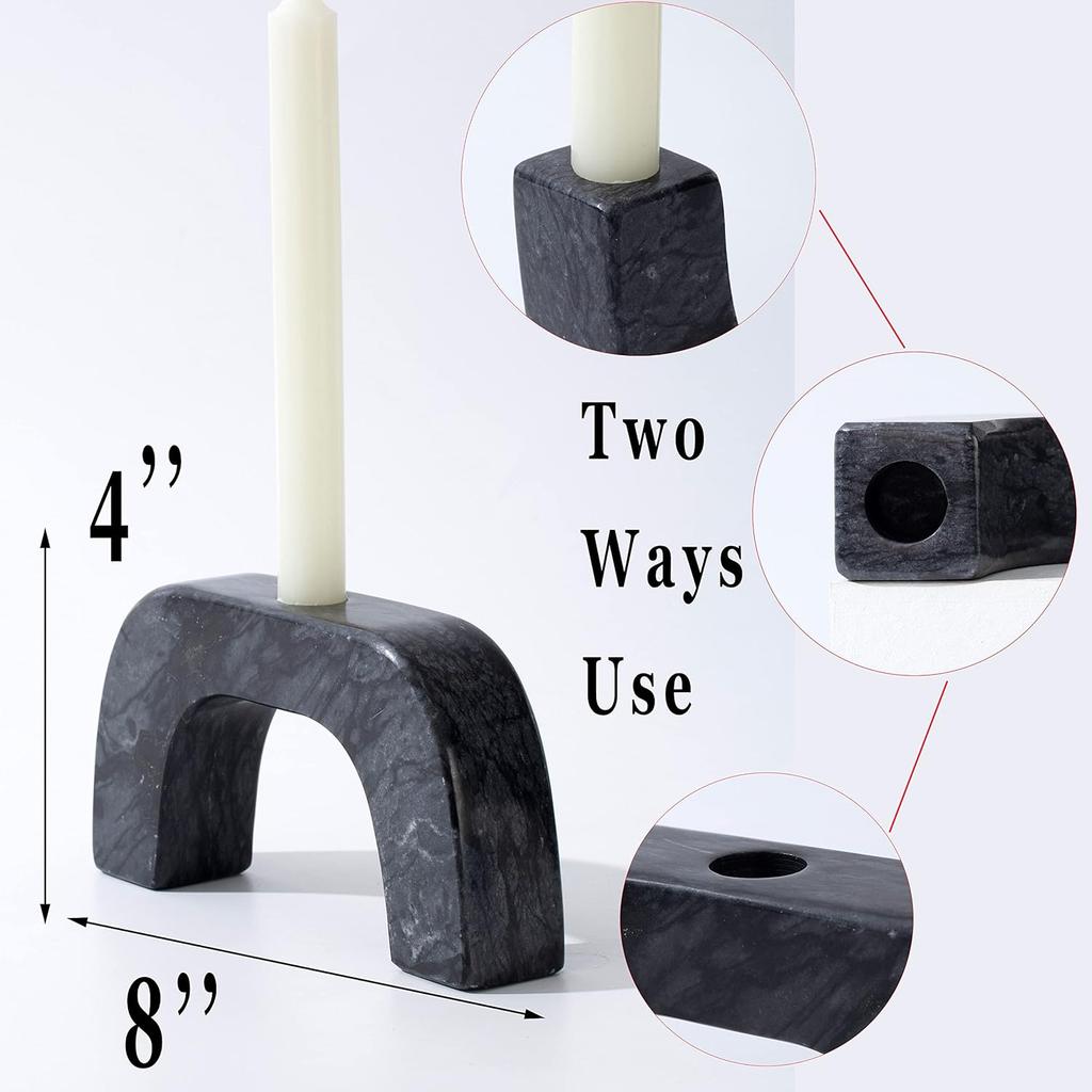 Natural Marble Candle Holder, U-Type Candlestick Holders for Taper Candles, Modern Candle Holder, Candle Sticks Holder Marble Home Decor (Natural