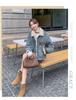 2025 Women's Winter Short Denim Jacket with Velvet and Lambswool