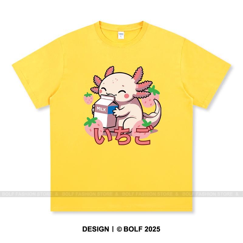 Japanese Kawaii Animal Printed T-Shirt 100% Cotton Oversized Cute Graphic Tees for Men Women Summer Tops Anime Streetwear