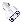 48W QC3.0 Dual USB & Type-C PD Car Charger with 5V/7A One-to-Three Cigarette Lighter Adapter