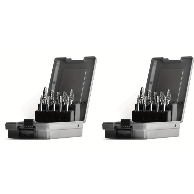 

AB34-2 Set 1/4 Carbide Burr Kit 1/4 Shank Die Grinding Bit Drill Bit For Metal Rotary Tool File Welding Wood Stone Deburring