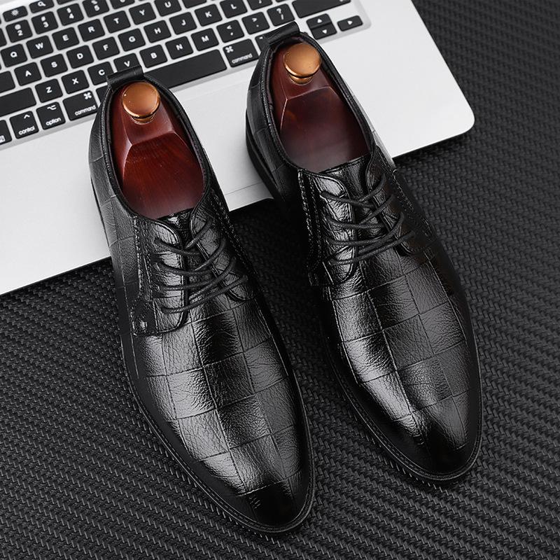 New Men's Casual Shoes Extra Large Size Business Dress Leather Shoes Men's Lace Up Versatile Wedding Shoes