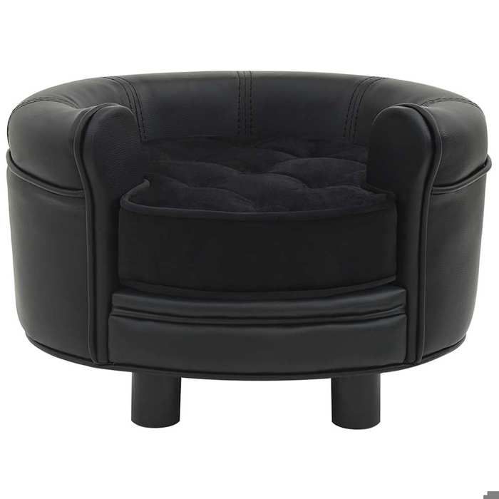 VidaXL Canapé pour Chien Noir 48x48x32 cm Peluche et Similicuir Sofa pour Chat 170957