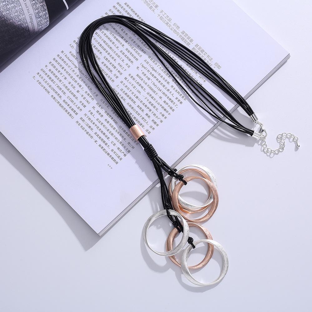 Autumn And Winter Fashion Multi-Layer Geometric Round Long Chain Women S Necklace Sweater Chain