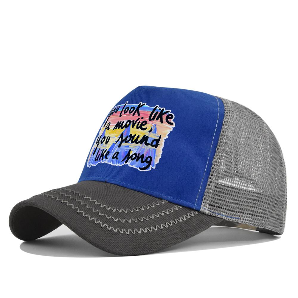 Summertime Printed Cap Letter Mesh Breathable Hat Women Men Baseball Cap Sunshade Outdoor Sports Cycling Travel Sun Hat Dad Hat