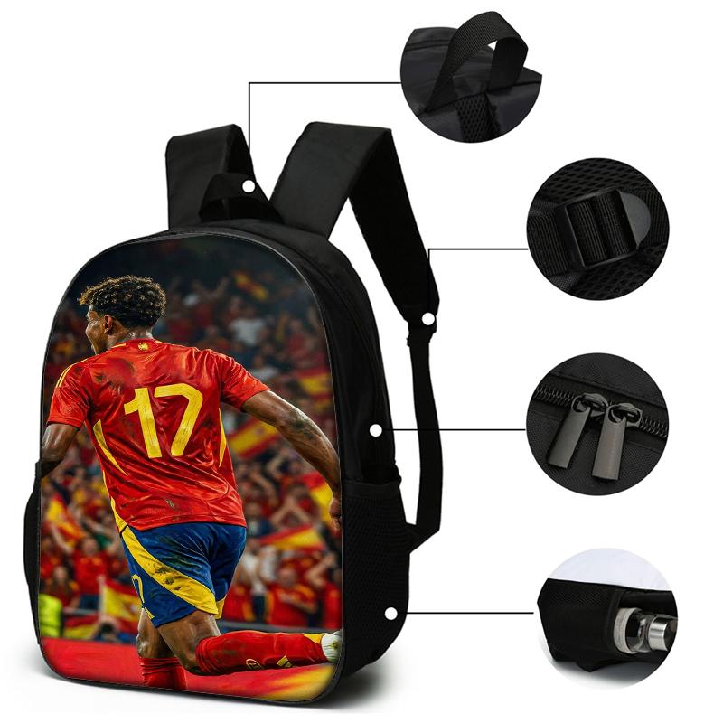 Set Zaino 3 Pezzi con Fantasia Stella del Calcio – Zaino Casual ad Alta Capacità con Pochette e Borsa a Shopper Abbinate, Perfetto per l'Uso Quotidiano
