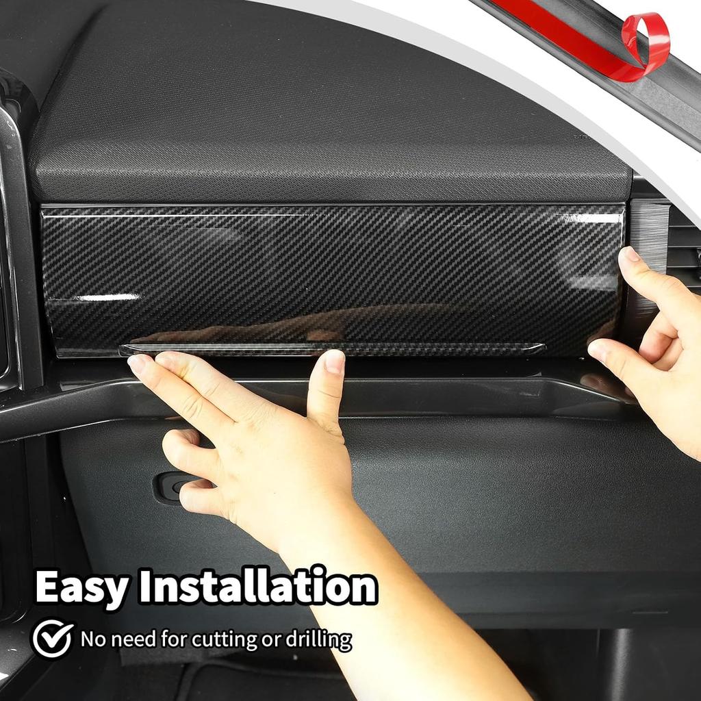JWWY Passenger Side Console Storage Center Console Glove Panel Dashboard Cover Trim Fit for 2021-2024 Ford F150 Interior Accessories ABS Carbon Fiber