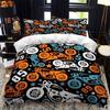 Luxury Bedding Set Motorcycle Fire Print Duvet Cover Set with Pillowcase Motocross Bedspread Boy's Bed Set