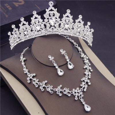 Bridal Jewelry Sets Princess Headband Tiaras Earrings Necklace Sets for Women Wedding Party Crown Necklaces Earring Accessory