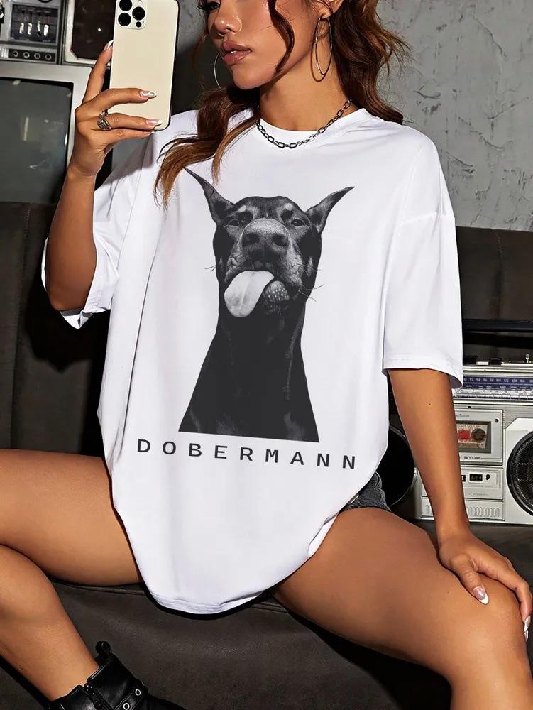 Women Cotton Short Sleeve T-Shirt Summer Loose Mid-Length Cartoon Print Crew Neck Pullover Casual Streetwear Tee Top