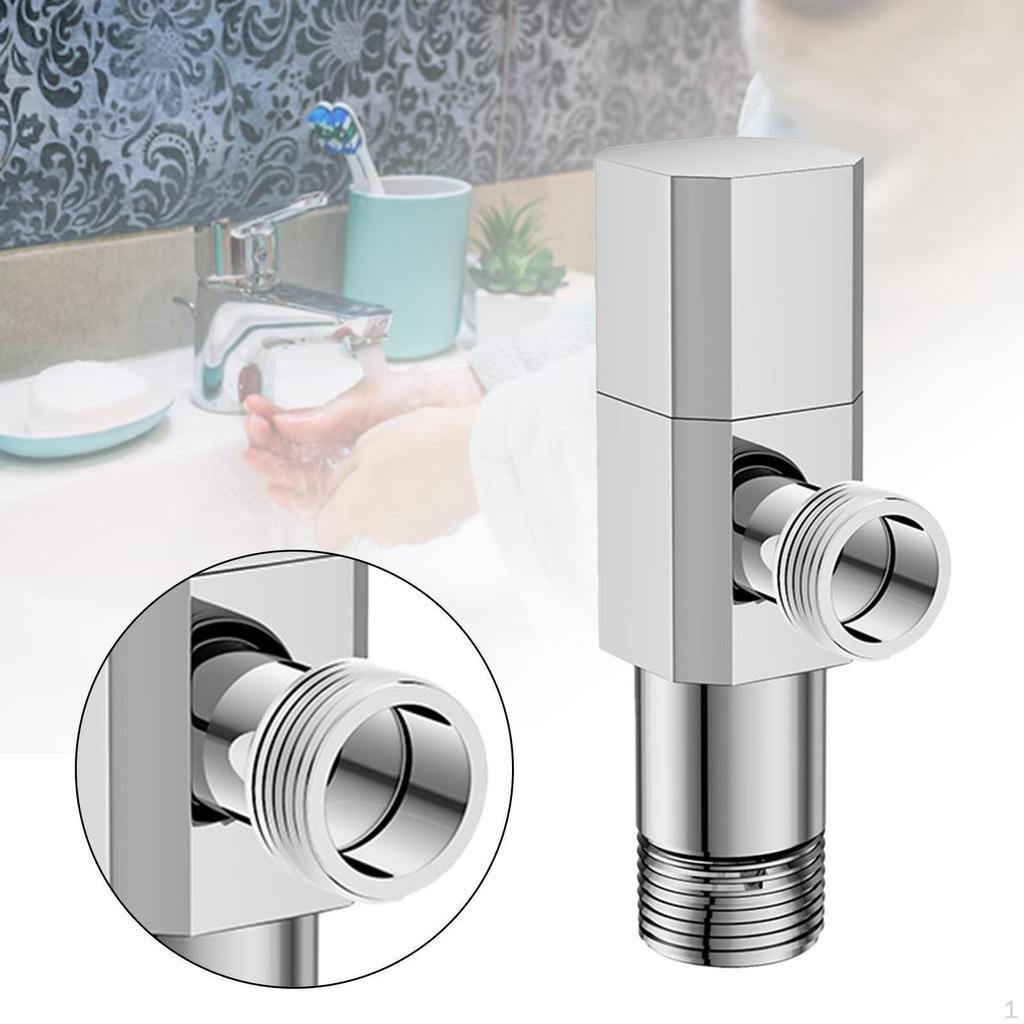Angle Stop Valve G1/2 Shut Off Leakproof 1/2'' Inlet Outlet with Adapter for Toilet Kitchen