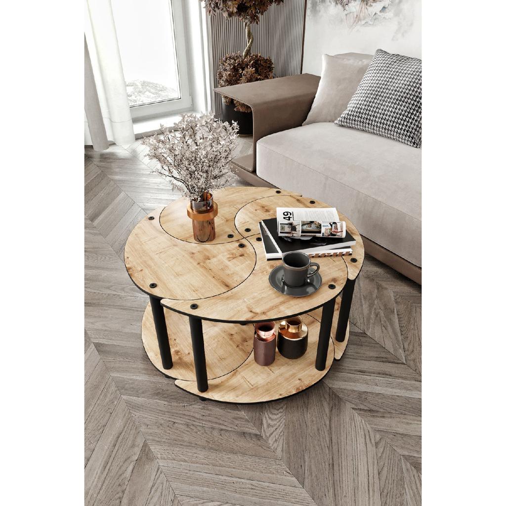 Yin Yang Unity Serenity Coffee Table Set of 4 Oak 70 Cm