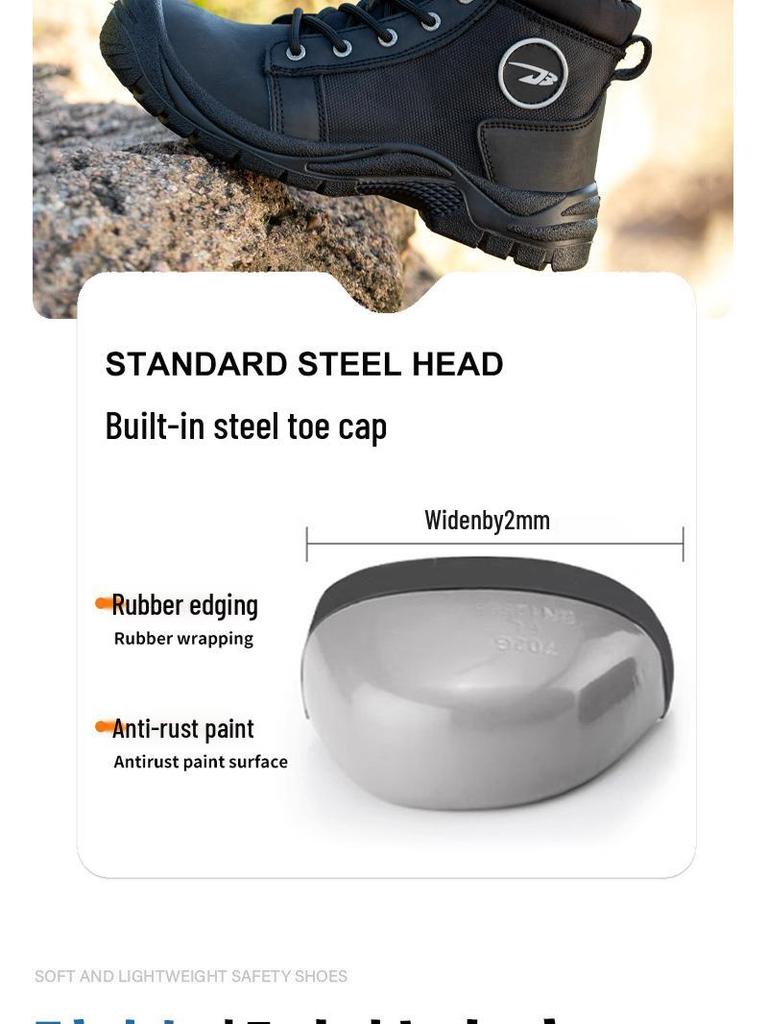 Men's Lightweight Steel Toe Water-Resistant Work Shoes - Anti-Smash, Anti-Puncture, Comfortable for Long Standing.