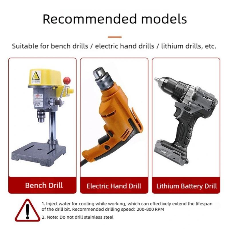 Triangular Shank Step Drill Bits 6Pcs Set High Speed Steel Multiple Material Drilling Woodworking Projects