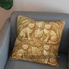 2D Golden Cats Among Green Leaves Pillow Cover Pattern Cushion Cover Suitable For Sofa Bedroom Car Pillow Cover