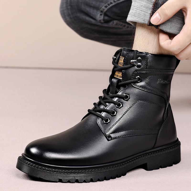 Men's Plus Size Wool-Lined Winter Martin Boots - Non-Slip and Warm.
