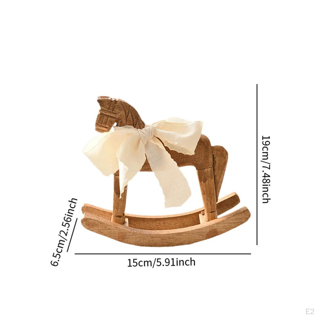Rocking Horse Statue Wooden Figurine Centerpiece Decorative Birthday Gift Collection Ideal