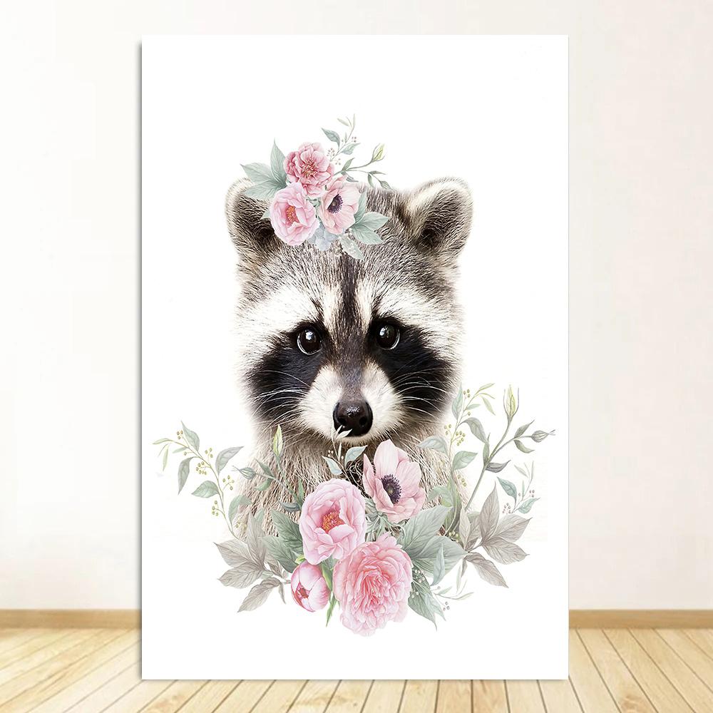 Baby Room Animal Wall Art Canvas Painting Cute Elephant Lion Giraffe Decor Poster Child Bedroom Personalised Kids Picture Decor