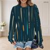 Women Plus Size Round Neck Long Sleeve Abstract Printed Ribbed Cuffs Pullover Sweatshirt