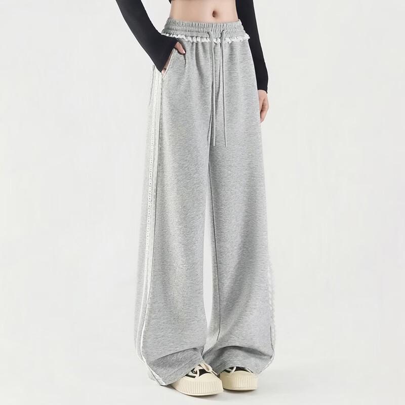 Women's Lace Patchwork Wide-Leg Casual Pants