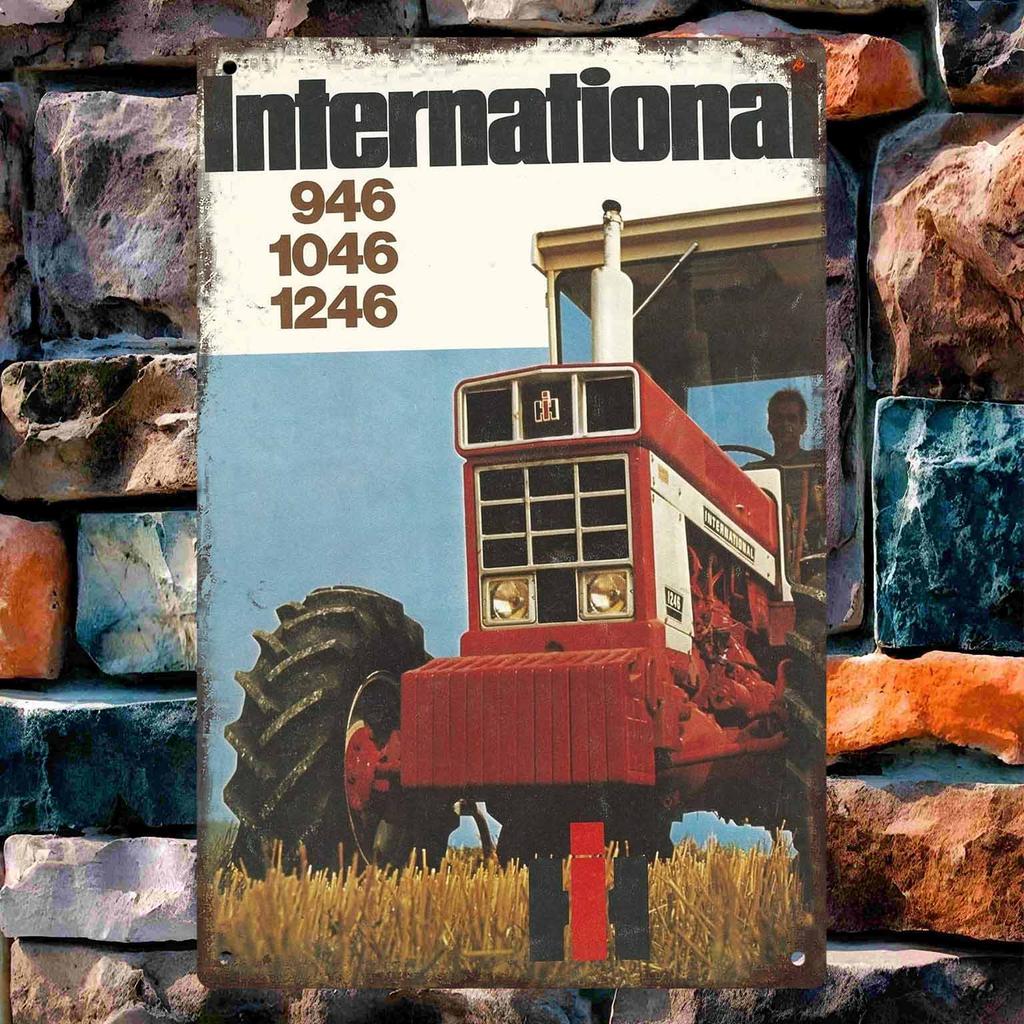 Country Lane with an Antique Farm Truck Rolling By Vintage Metal Wall Sign Decor Poster Frames Garage Living Room