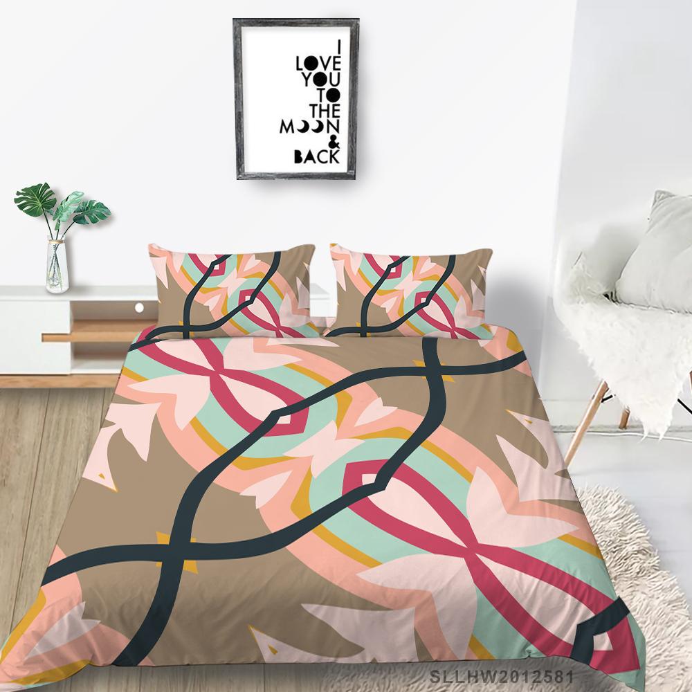 3D Color Pattern Graphic Printing Bedding Single Double Bed Full Size Vintage Pattern Pillowcase and Quilt Cover 2 or 3 Comfortable Home Decoration