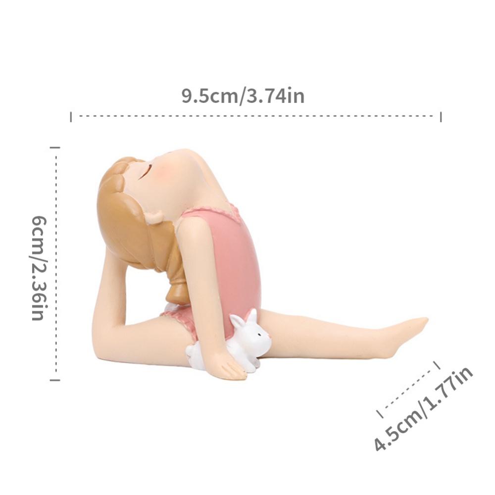 Multicolor Resin Sculpture Little Yoga Girl Home Decorative Ornaments Figurines Miniature Crafts Gifts Car Console Decoration