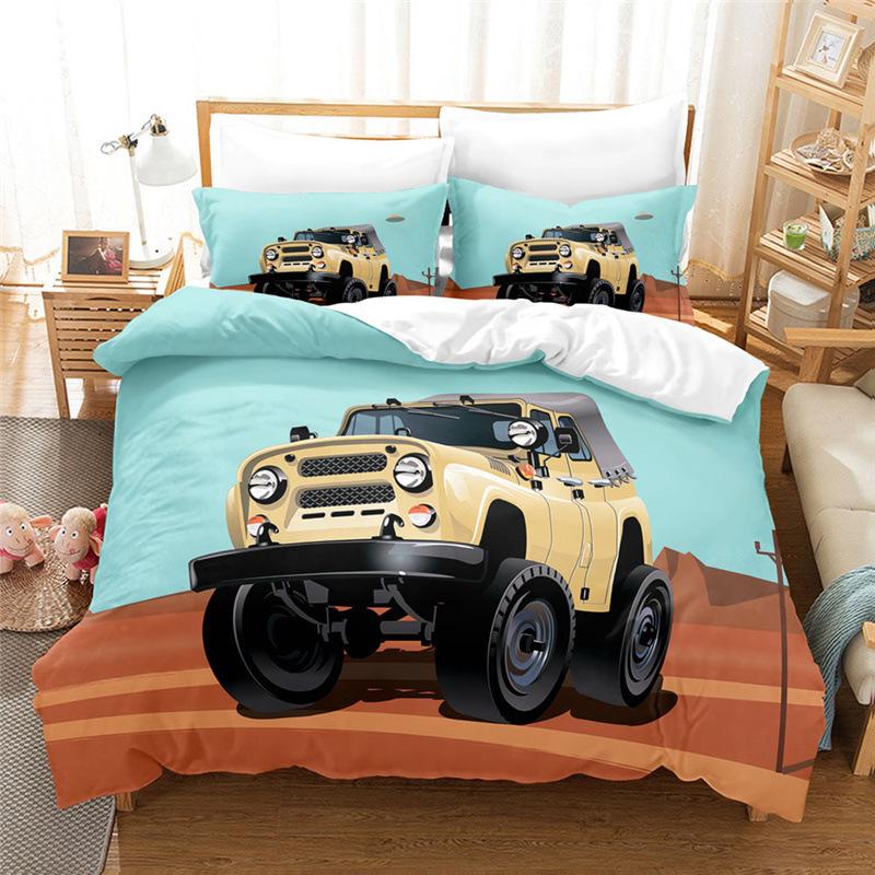 

Cartoon Car Four-Piece Set Three-Piece Quilt Cover Bed Sheet 135 * 200