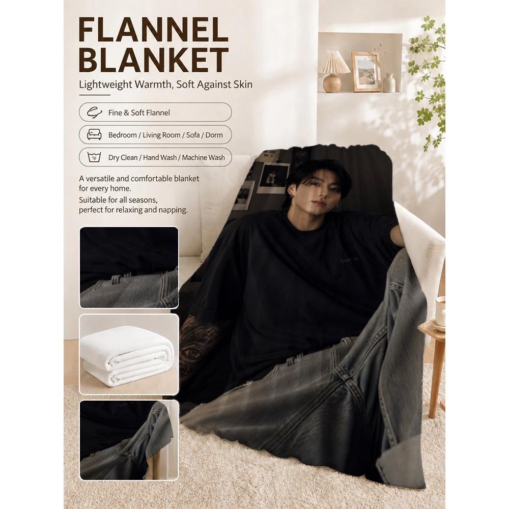 Moody Portrait Idol Pattern Blanket Machine Washable Fleece Blanket For Living Room Sofa Bedroom Bed Lightweight Home Decor Great Holiday Gift
