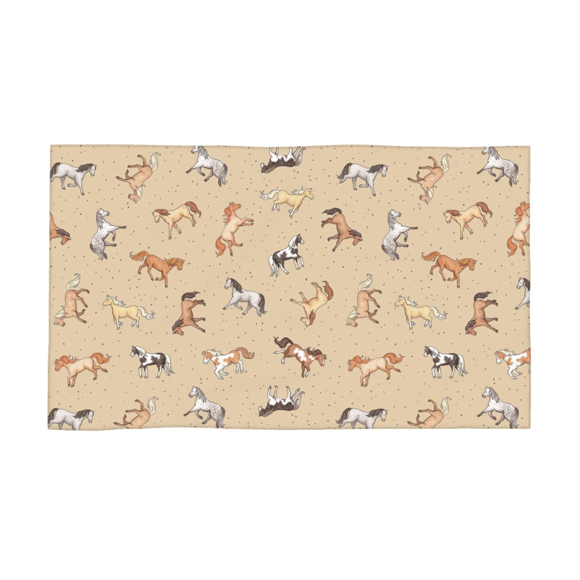 

Scattered Horses spotty on taupe Soft Face Towel Quick Dry Pool Bath Cotton Towels Breathable W30*H60(CM)