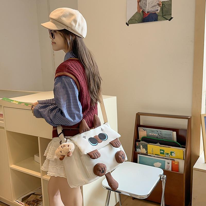 Süßes Katzen-Design Canvas-Rucksack für Mädchen und Jungen, ideal für Mittelschüler