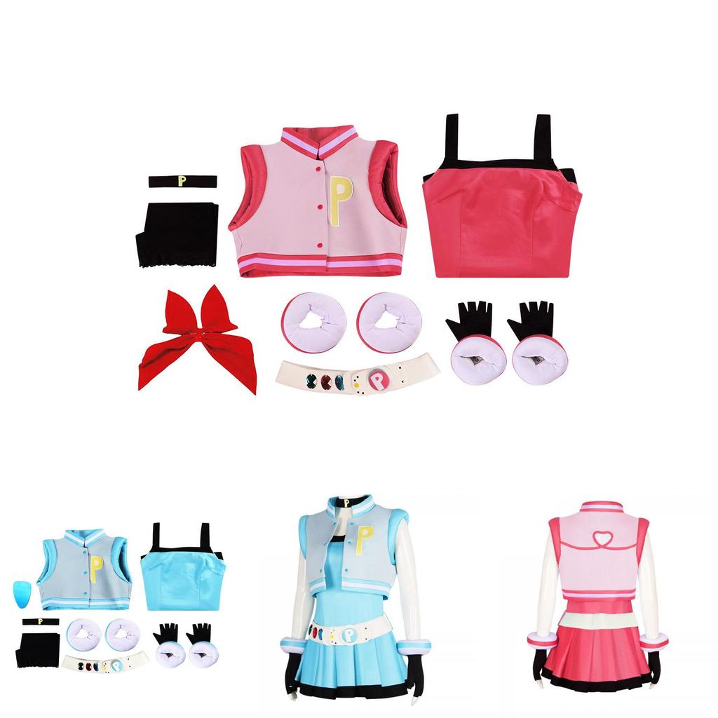 Vibrant Blue And Red Powerpuff Girls Cosplay Outfits For Drama And Anime Role-playing