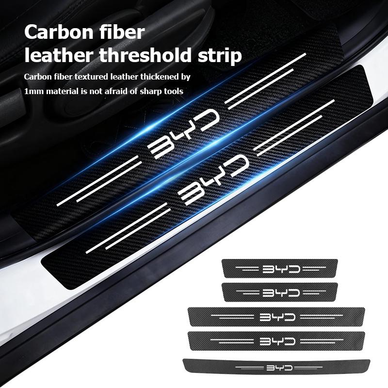Car Door Sill Scuff Plate Decor Carbon Fiber Stickers For BYD Atto F0 G3 I3 Ea1 F3 E6 Yuan Plus Song Max Tang Dmi